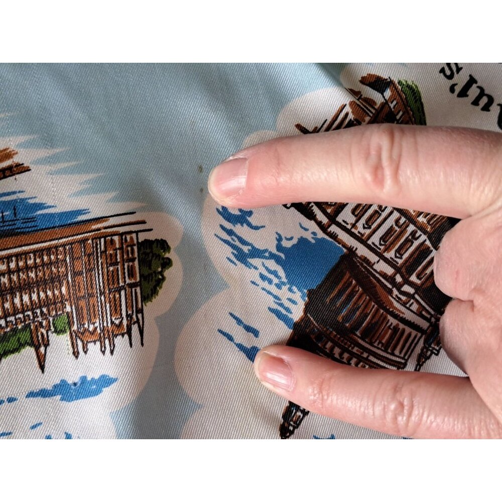 Vintage 1970's London Souvenir Silk Scarf Featuring Iconic Landmarks & Scenes Bl - Picture 8 of 9
